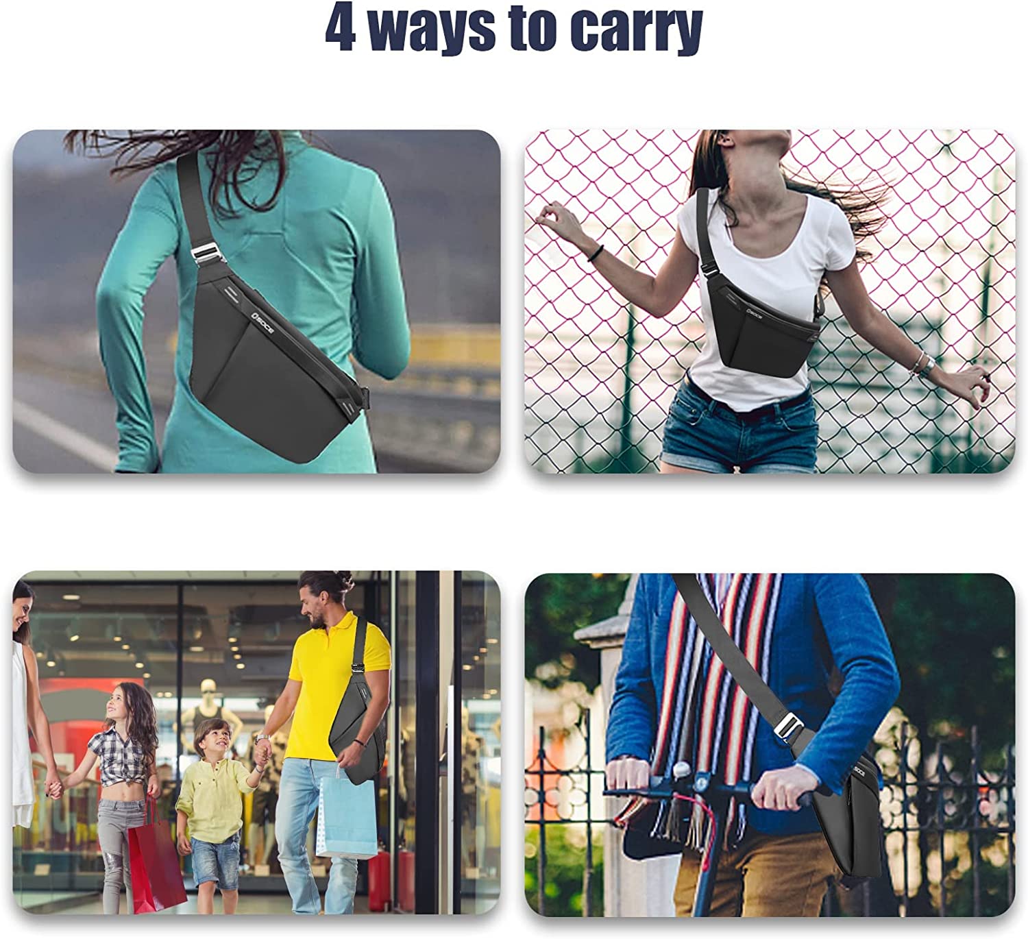 OSOCE Sling Bag Chest Backpack Casual Daypack Black Shoulder Crossbody Lightweight Anti Theft Outdoor Sport Travel Hiking Bag For Men Women - Image 8